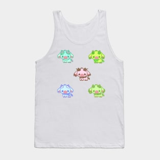 fluffy rainbow cows set 2 Tank Top